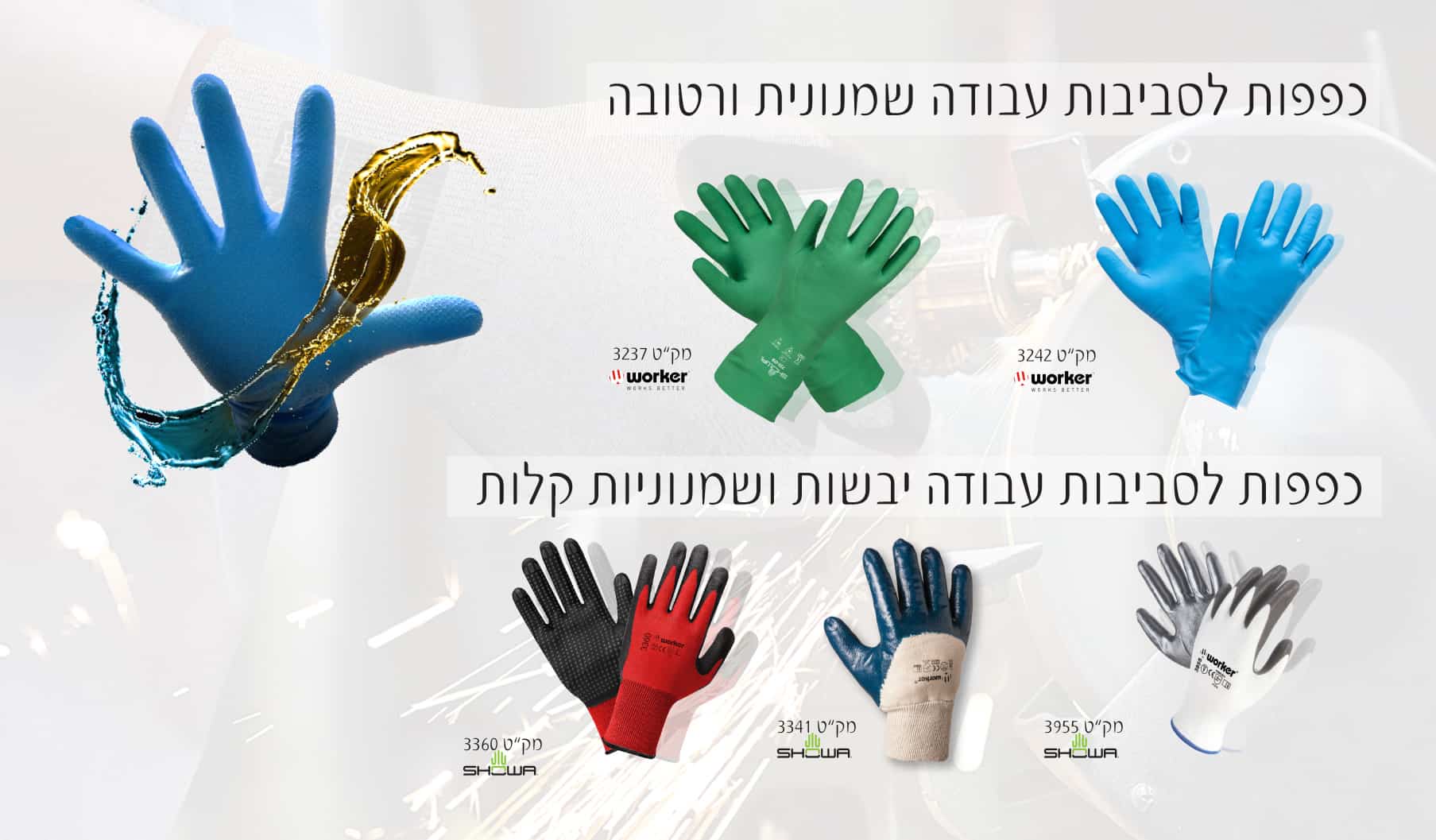 כפפות עבודה לסביבת עבודה שומנית